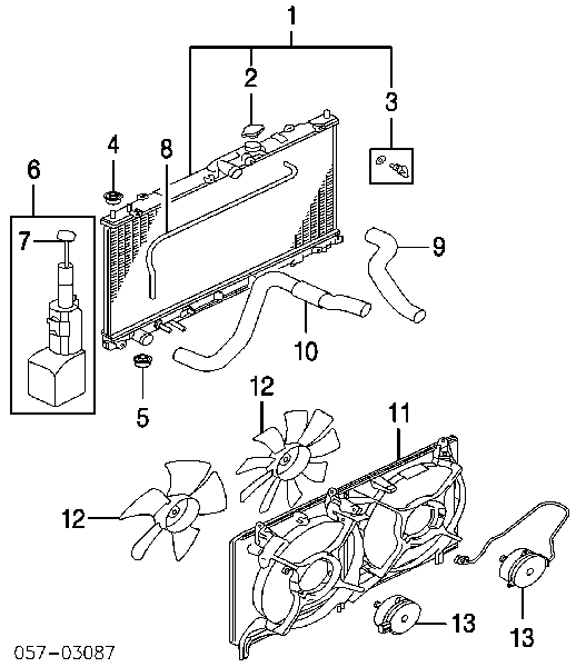Ventilador (roda de aletas) do radiador de esfriamento esquerdo para Mitsubishi Galant (DJ, DM)