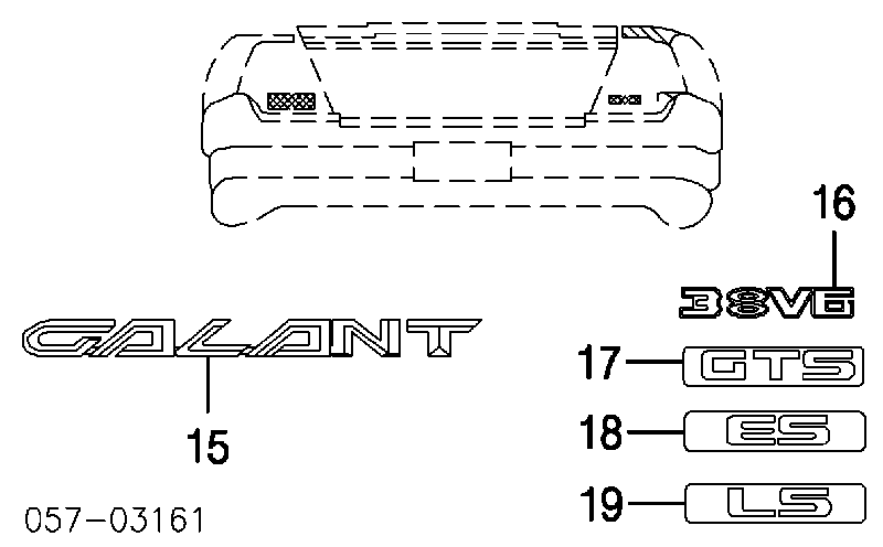 Эмблема крышки багажника (фирменный значок) на Mitsubishi Galant 