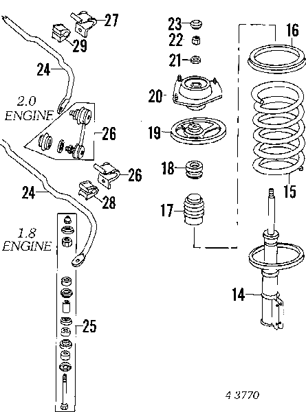 Bota de proteção de amortecedor dianteiro para Mitsubishi Space Wagon (N3W, N4W)