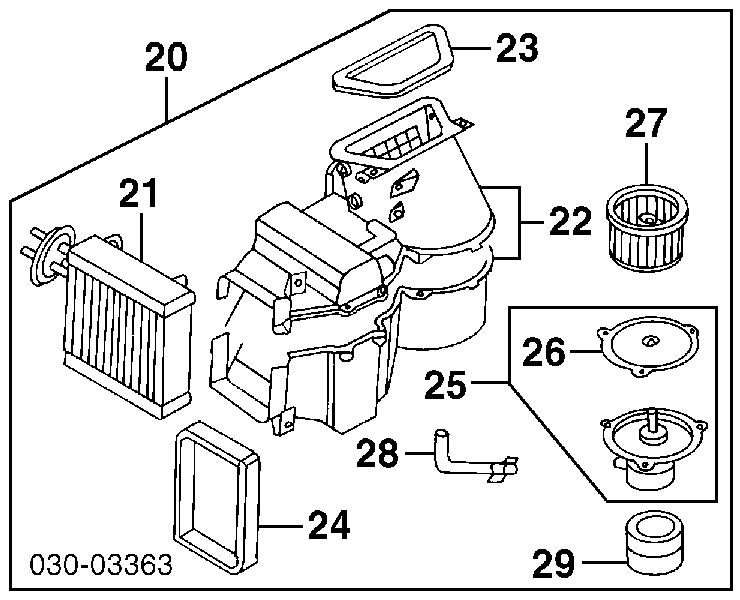 Мотор вентилятора печки (отопителя салона) на Ford Explorer 