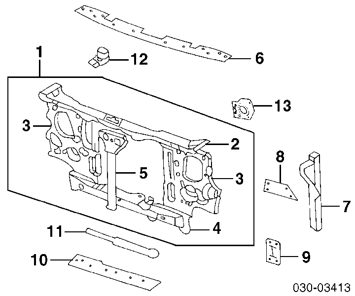 6250001G00 Nissan suporte do radiador montado (painel de montagem de fixação das luzes)