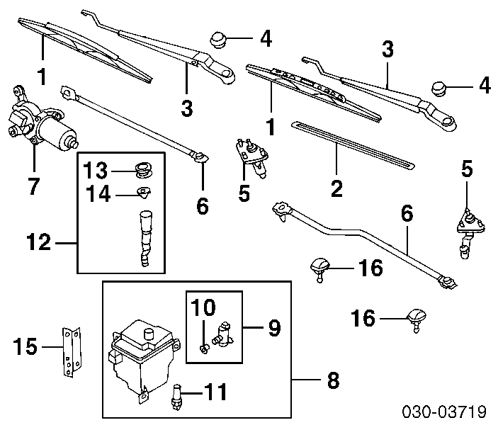 Мотор стеклоочистителя лобового стекла 2881040U10 Nissan