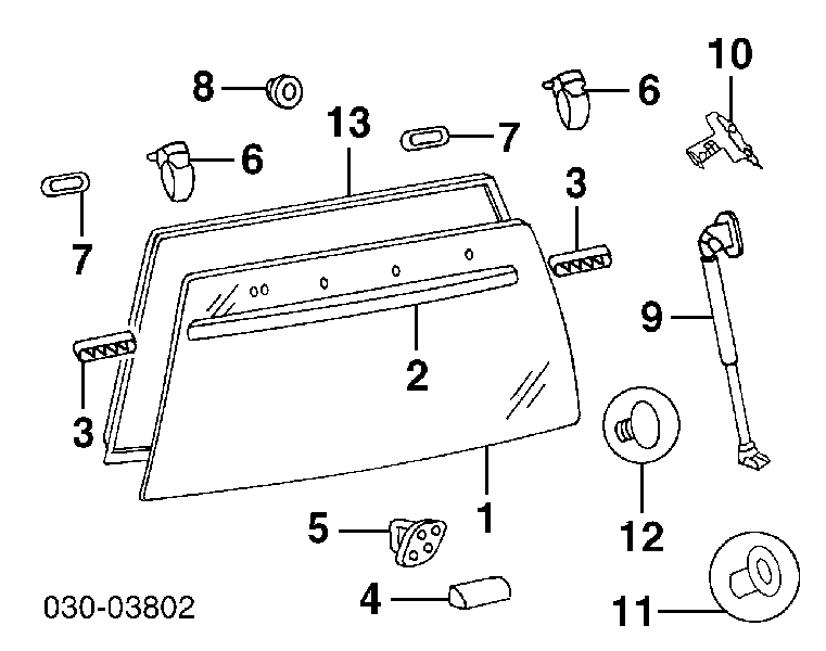 Vidro de porta-malas de 3ª/5ª porta traseira (de tampa de alcapão) para Nissan Pathfinder (R50)