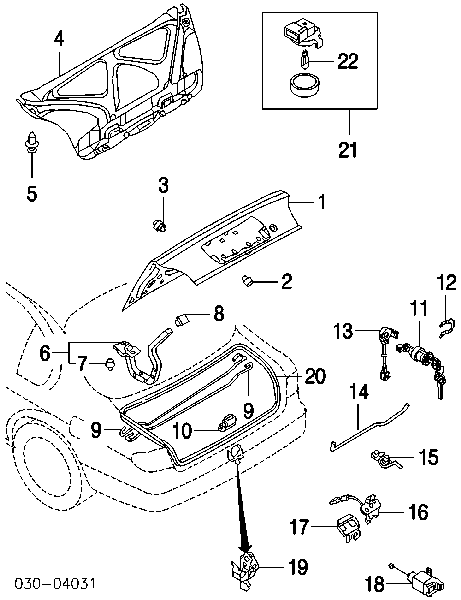 Fecho de tampa de porta-malas (de 3ª/5ª porta traseira) para Nissan Almera (N16)