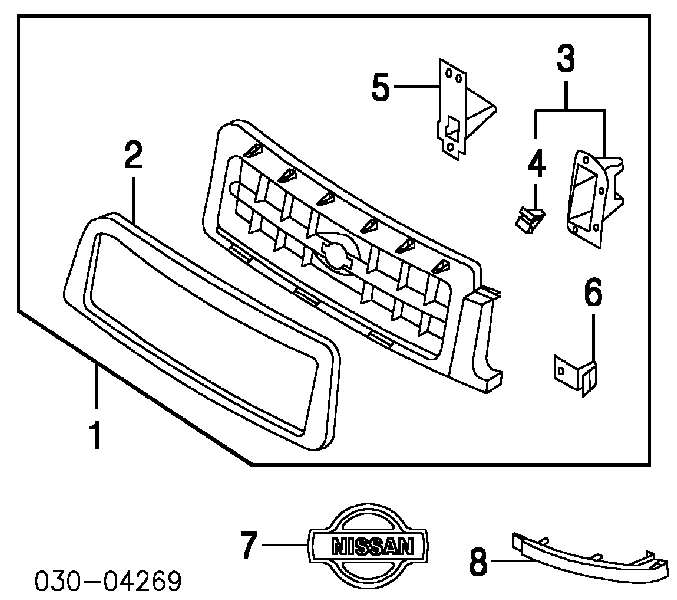 Placa sobreposta (carcaça) de grelha do radiador para Nissan Pathfinder (R50)