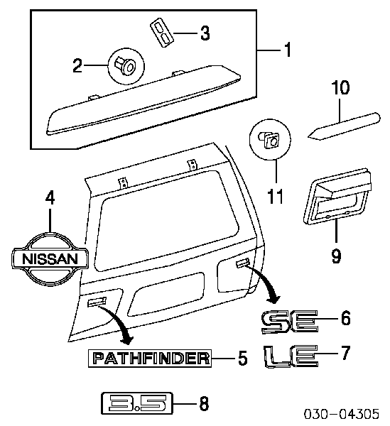 Спойлер багажника (двери 3/5-й задней) на Nissan Pathfinder R50