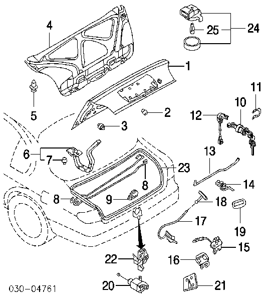 Motor acionador de abertura/fechamento de porta-malas (de 3ª/5ª porta traseira) para Nissan Maxima (A32)
