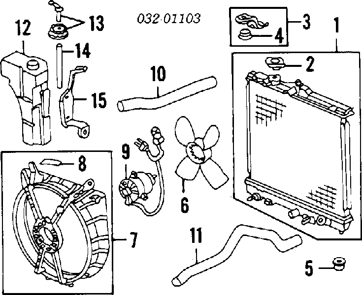 Ventilador (roda de aletas) do radiador de esfriamento para Honda Civic (EG, EH)