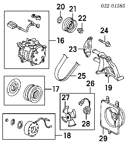 Ventilador (roda de aletas) do radiador de aparelho de ar condicionado para Honda Civic (MA,MB)