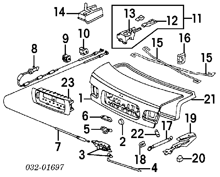 Amortecedor de tampa de porta-malas (de 3ª/5ª porta traseira) para Honda Civic (EG, EH)