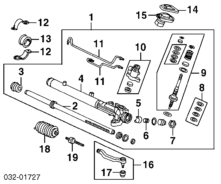 Bota de proteção do mecanismo de direção (de cremalheira) para Honda Shuttle (RA1, RA5)