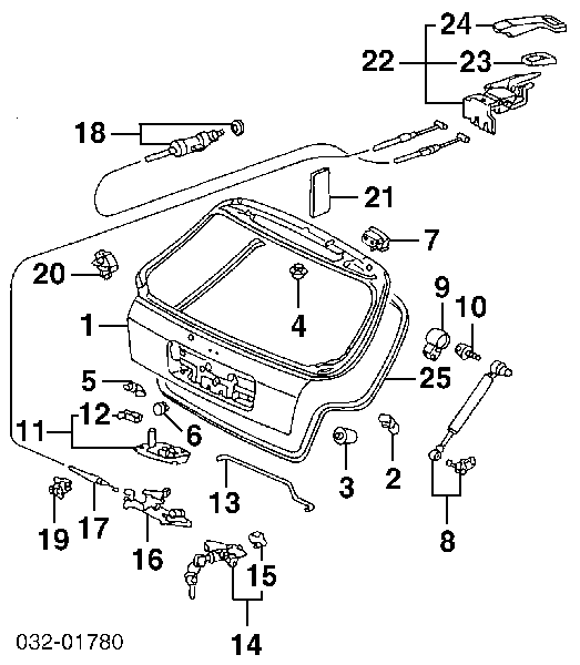Amortecedor de tampa de porta-malas (de 3ª/5ª porta traseira) para Honda Shuttle (RA1, RA5)