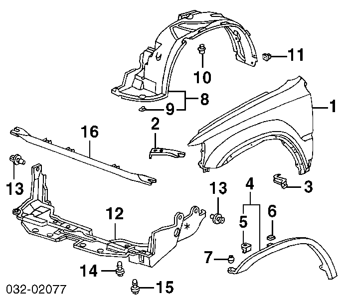 Расширитель (накладка) арки переднего крыла правый на Honda CR-V I 