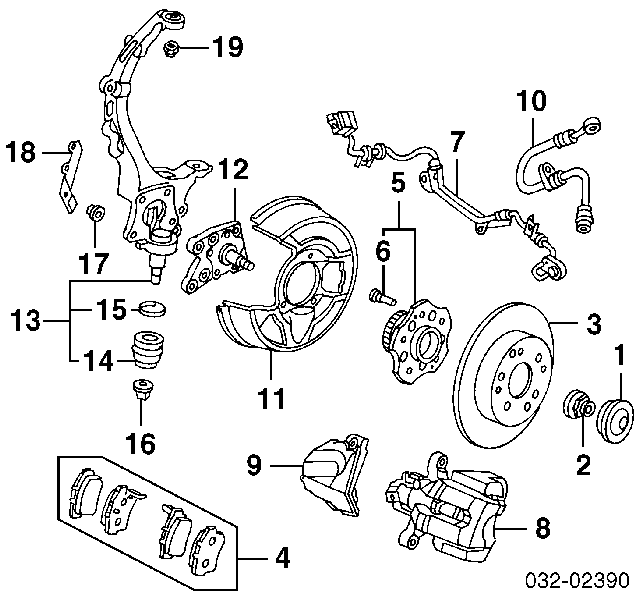Porca de apoio esférico de suspensão dianteira para Honda Prelude (BB)