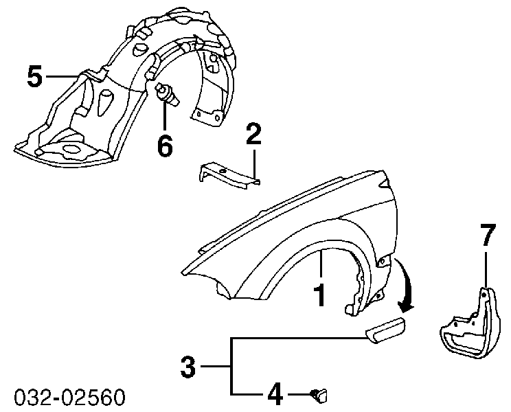 Guarda-barras direito do pára-lama dianteiro para Honda Civic (EJ9, EK3/4)