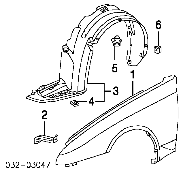 Guarda-barras direito do pára-lama dianteiro para Honda Prelude (BB)