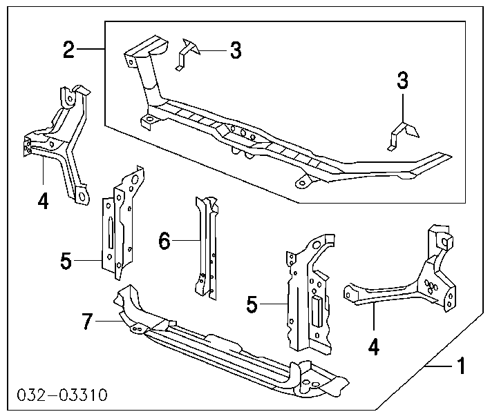 Суппорт радиатора в сборе (монтажная панель крепления фар) на Honda Civic VII 