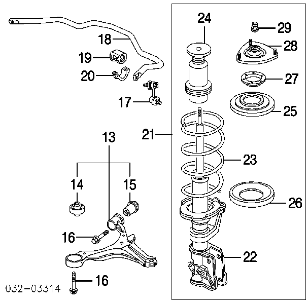 Rolamento de suporte do amortecedor dianteiro para Honda CR-V (RD)