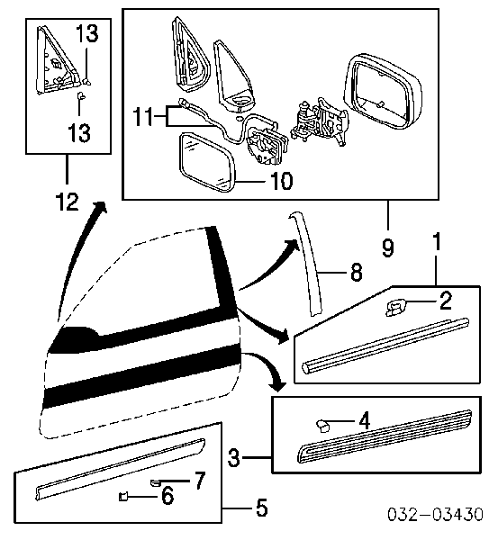 Braçadeira (cápsula) de fixação de moldura da porta para Honda CR-V (RE)