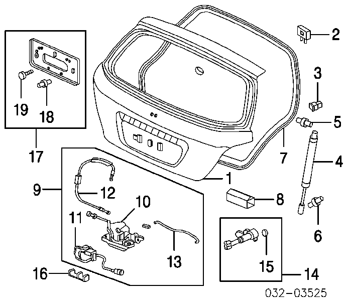 Amortecedor de tampa de porta-malas (de 3ª/5ª porta traseira) para Honda Civic (EU, EP)