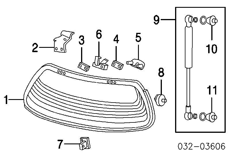 Amortecedor de vidro de porta-malas (de 3ª/5ª porta traseira (de tampa de alcapão) para Honda Civic (EG)