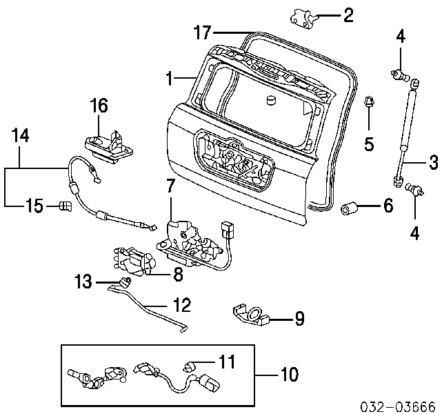 Amortecedor de tampa de porta-malas (de 3ª/5ª porta traseira) para Honda Pilot 