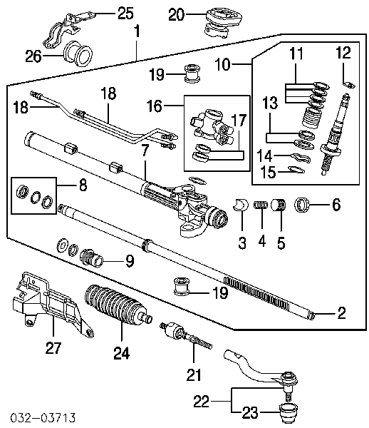 Kit de reparação da cremalheira da direção (do mecanismo), (kit de vedantes) para Acura TLX 
