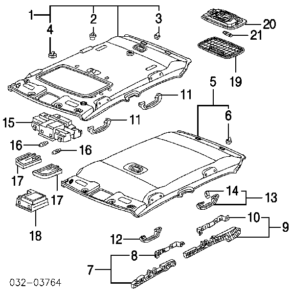 34252S5A003ZA Honda quebra-luz traseiro de iluminação de salão (de cabina)