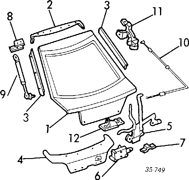 Amortecedor de tampa de porta-malas (de 3ª/5ª porta traseira) para Mazda 626 (GD)