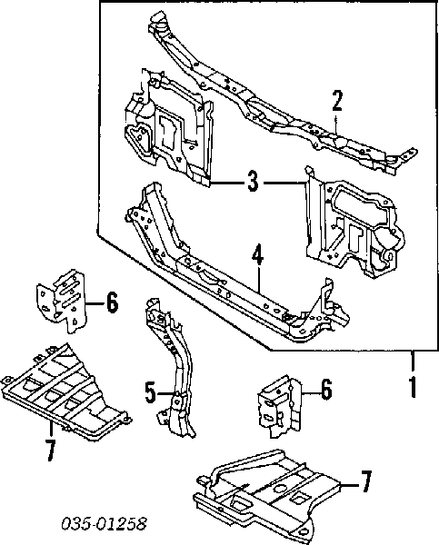Suporte do radiador montado (painel de montagem de fixação das luzes) para Mazda 323 (BG)