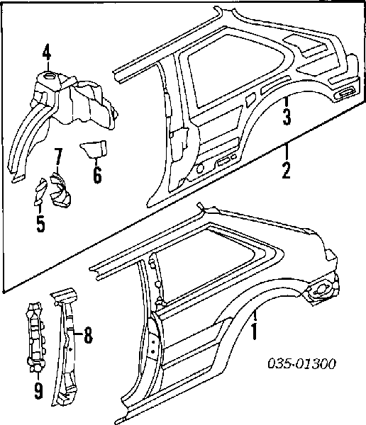 Pára-lama traseiro direito para Mazda 323 (BG)