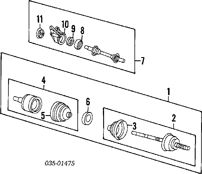 Veio de acionamento do semieixo intermédio para Mazda 323 (BA)