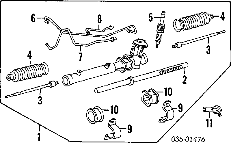 Bota de proteção do mecanismo de direção (de cremalheira) para Mazda MX-3 (EC)