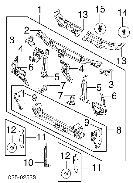 Суппорт радиатора нижний (монтажная панель крепления фар) на Mazda Millenia 