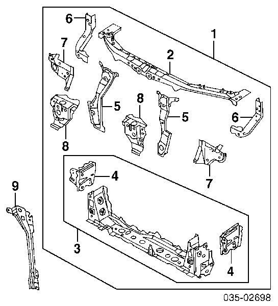 Суппорт радиатора в сборе (монтажная панель крепления фар) на Mazda 323 F V 