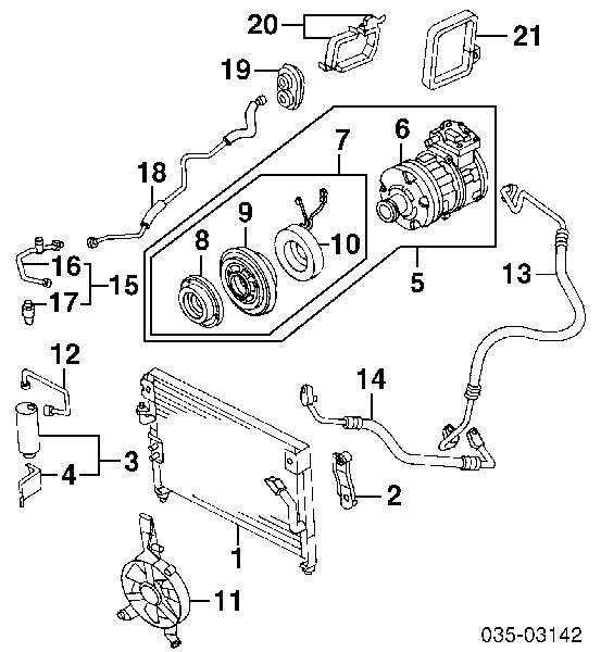Диффузор радиатора кондиционера, в сборе с крыльчаткой и мотором на Mazda MPV I 
