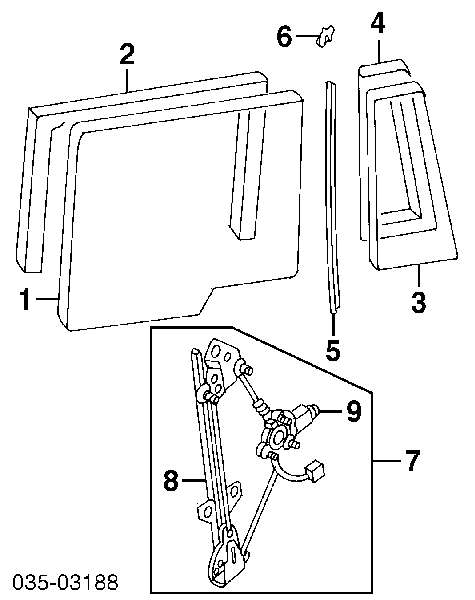Mecanismo de acionamento de vidro da porta dianteira direita para Mazda Demio (DW)