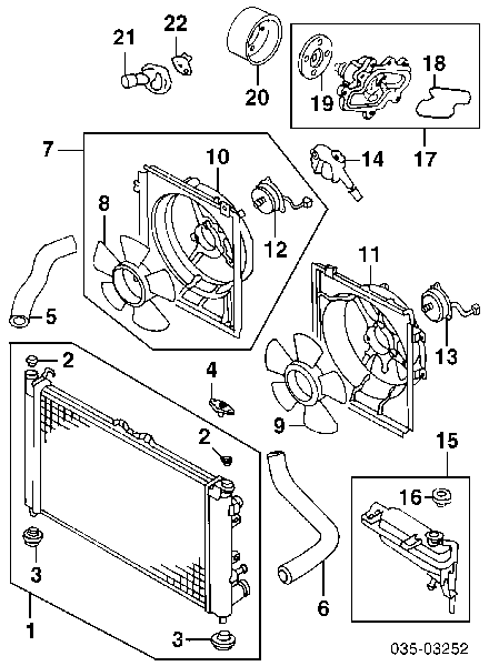 Ventilador (roda de aletas) do radiador de esfriamento para Mazda Xedos (TA)