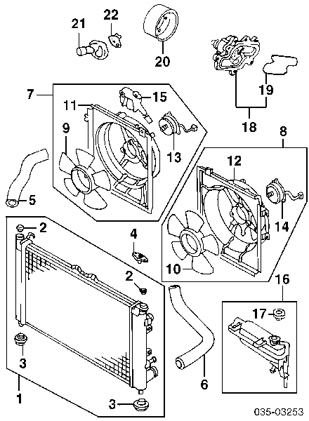 Диффузор радиатора кондиционера, в сборе с крыльчаткой и мотором на Mazda Millenia 