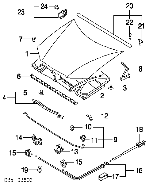 Pára-choque (grade de proteção) da capota para Mazda 3 (BK12)