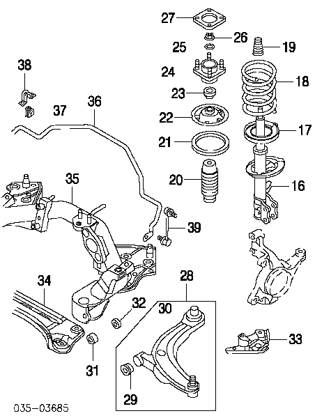 Rolamento de suporte do amortecedor dianteiro para Mazda MPV (LW)