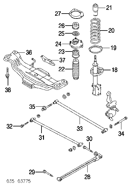 Braço oscilante (tração) longitudinal inferior direito de suspensão traseira para Mazda Protege (4 DOOR)