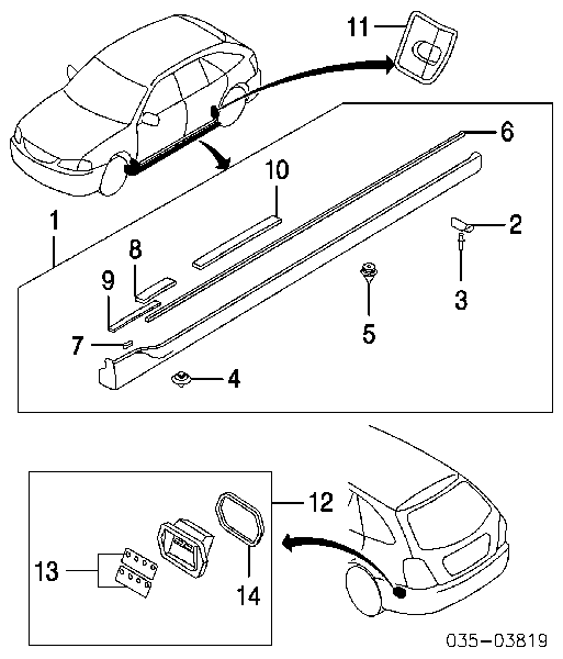 Braçadeira (cápsula) de fixação de moldura da porta para Mazda CX-9 (TB)
