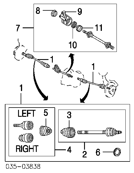 Veio de acionamento do semieixo intermédio para Mazda 323 (BJ)