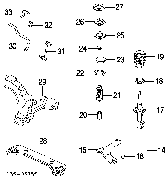 Rolamento de suporte do amortecedor dianteiro EC013438XA Mazda