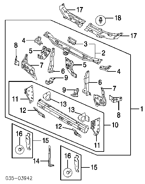 Суппорт радиатора в сборе (монтажная панель крепления фар) на Mazda Xedos 9 