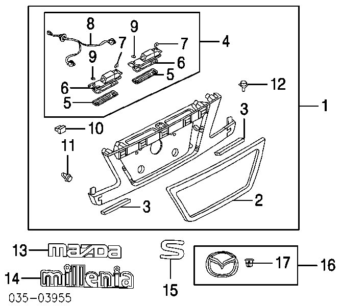 Пистон (клип) крепления подкрылка переднего крыла LA0151958 Mazda