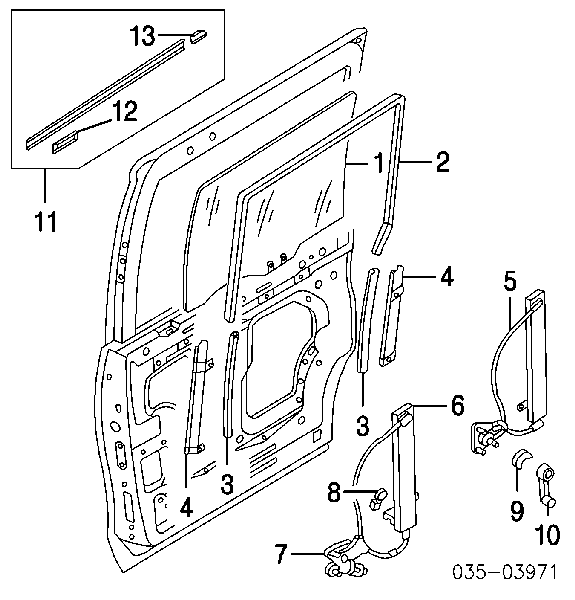 Motor de acionamento de vidro da porta traseira direita para Mazda MPV (LW)