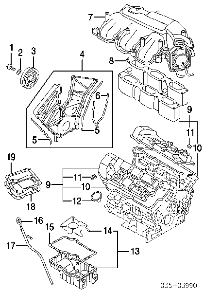 Vedante direita de tampa de válvulas de motor para Mazda MPV (LW)