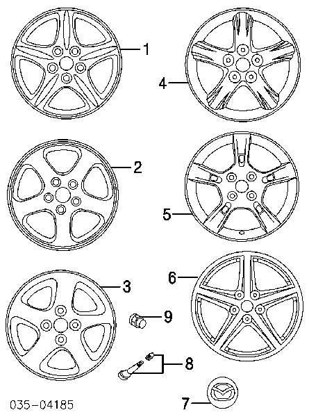 Coberta de disco de roda para Mazda 3 (BK14)